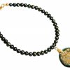 Gemshine - Damen - Armband - Anhänger - Medaillon - Perlen - Perlmutt - Vergoldet - Grau -Tahiti - 2,5 cm