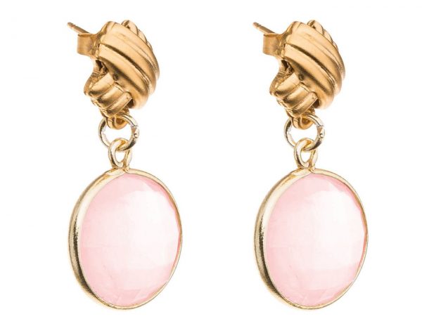 Gemshine - Damen - Ohrringe - 925 Sterling Silber - Vergoldet - Rose Quarz - CANDY - 3,5 cm – Bild 5