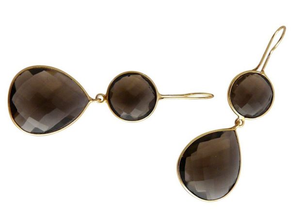 Gemshine - Damen - Ohrringe - 925 Silber - Vergoldet - Rauchquarz - Braun - CANDY - Tropfen - 6 cm – Bild 5