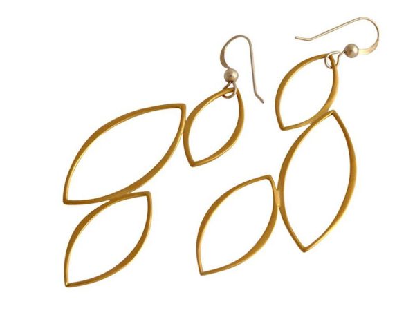 Gemshine - Damen - Ohrringe - 925 Silber - Vergoldet - Lotus Blüten Blätter - LEAVES - 5,5 cm – Bild 4