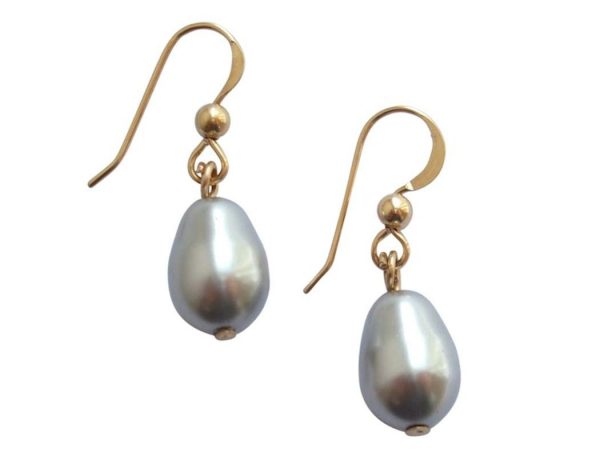Gemshine - Damen - Ohrringe - Perlen - Silber Grau - Tropfen - Vergoldet - 11 mm – Bild 3