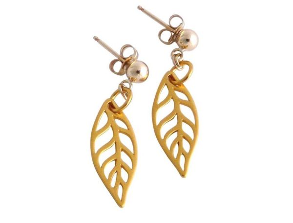 Gemshine - Damen - Ohrringe - LEAVES - 925 Silber - Vergoldet - 2,5 cm – Bild 3
