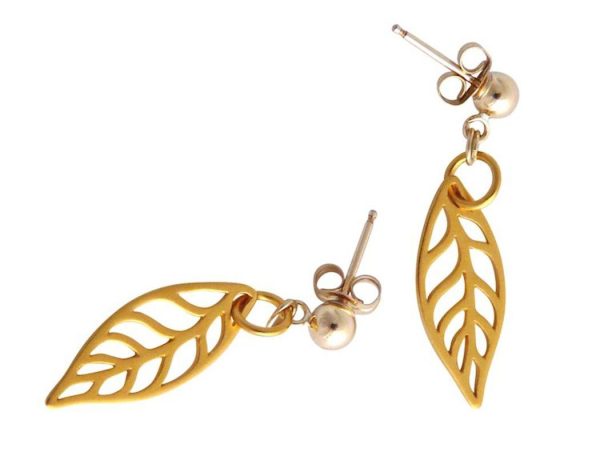 Gemshine - Damen - Ohrringe - LEAVES - 925 Silber - Vergoldet - 2,5 cm – Bild 4