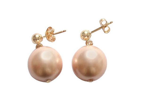 Gemshine - Damen - Ohrringe - Perlen - Rose Champagne - Vergoldet - 12 mm – Bild 5