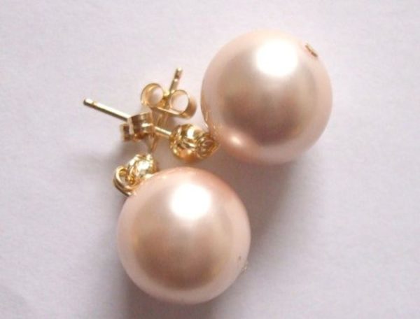 Gemshine - Damen - Ohrringe - Perlen - Rose Champagne - Vergoldet - 12 mm – Bild 4