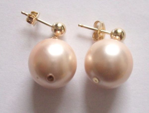 Gemshine - Damen - Ohrringe - Perlen - Rose Champagne - Vergoldet - 12 mm – Bild 5