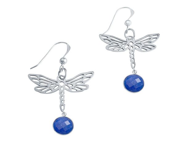 Gemshine - Damen -  Ohrringe - 925 Silber - LIBELLE - Saphir - Blau - 4 cm – Bild 5