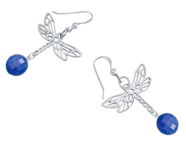 Gemshine - Damen -  Ohrringe - 925 Silber - LIBELLE - Saphir - Blau - 4 cm – Bild 4