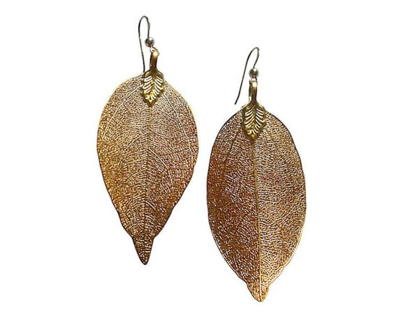Gemshine - Damen - Ohrringe - Vergoldet - Blatt - Rose - Natur - 7 cm – Bild 4