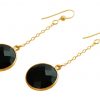 GEMSHINE Damenohrringe aus hochwertig vergoldetem 925 Silber. 3,5 cm Yoga Ohrhänger mit Onyx hervorragender Qualität. Made in Madrid / Spanien. Im eleganten Schmucketui mit Geschenkverpackung. – Bild 3