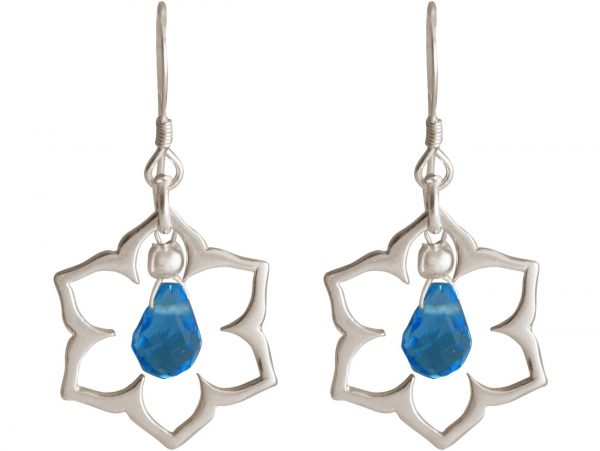 GEMSHINE Damenohrringe aus 925 Silber mit YOGA Lotusblumen und Topas Quarzen. Edelsteine hervorragender Qualität und Farbe. Made in Madrid / Spanien. Im eleganten Schmucketui und Geschenkverpackung – Bild 4