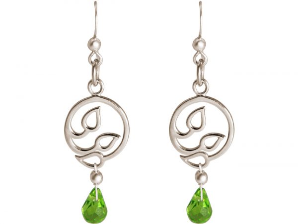 GEMSHINE Damenohrringe aus 925 Silber mit YOGA Lotusblumen und Peridot Quarzen. Edelsteine hervorragender Qualität und Farbe. Made in Madrid / Spanien. Im eleganten Schmucketui und Geschenkverpackung – Bild 4