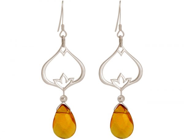 GEMSHINE Damenohrringe aus 925 Silber mit YOGA Mandala Lotusblumen und goldgelbe Citrinen hervorragender Qualität. Made in Madrid / Spanien. Im eleganten Schmucketui mit Geschenkverpackung geliefert. – Bild 4