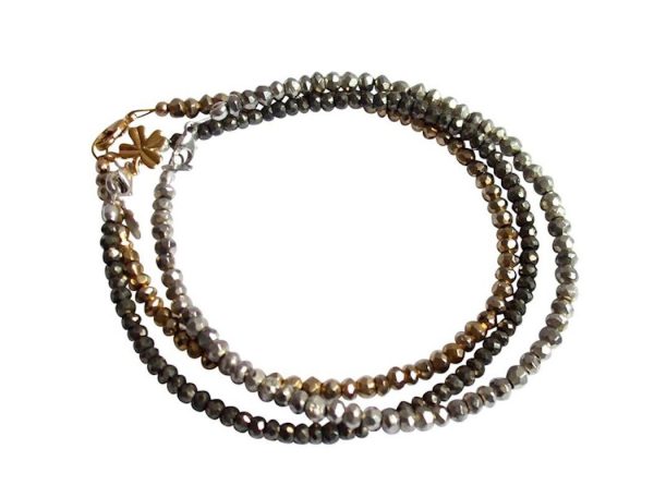 Gemshine - Damen - Armband Set - Trilogy - Gold - Silber - Schwarz - Pyrit - 925 Silber - Vergoldet – Bild 4