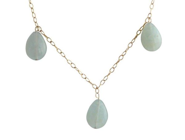 Gemshine - Damen - Halskette  - Vergoldet - Aquamarin - Tropfen - Blau - Grün - 50 cm - Längenverstellbar – Bild 3
