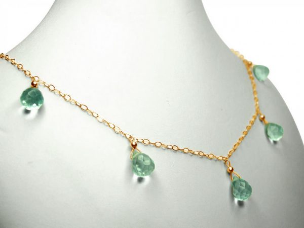 Gemshine - Damen - Halskette  - Vergoldet - Quarz - Facettiert - Tropfen - Blau - 50 cm - Längenverstellbar – Bild 4
